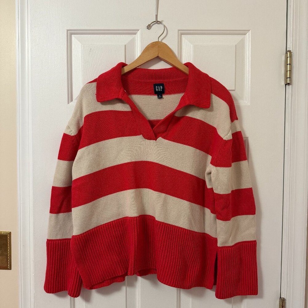 GAP 24/7 Rugby Split Hem Polo Sweater Size S